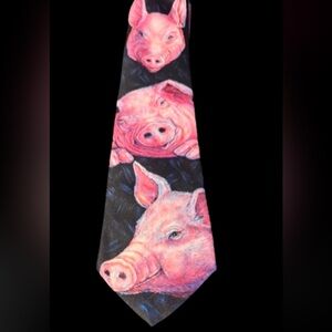 Ralph Marlin "PIG" 1989 Design by Blaine Heilman Mens Neck Tie